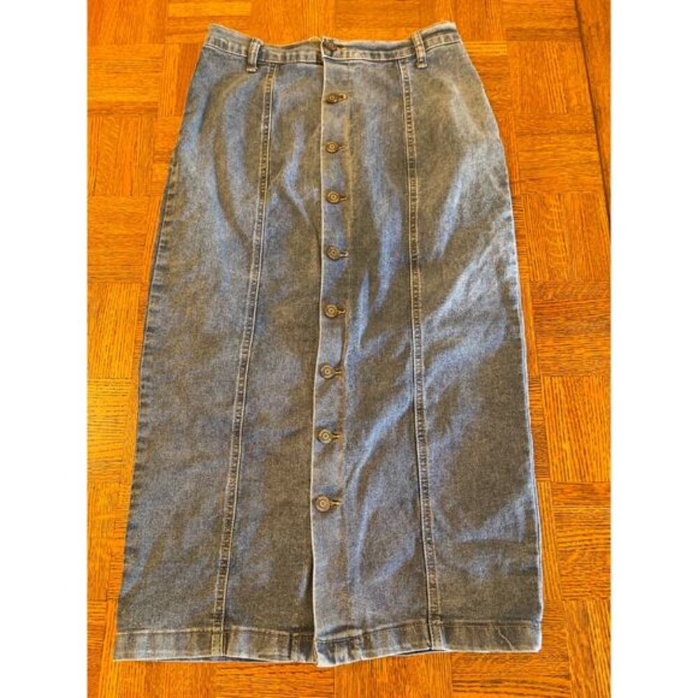 Happily Grey Denim midi skirt S